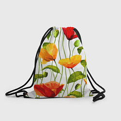 Рюкзак-мешок Волнообразный узор из цветков мака Лето, цвет: 3D-принт