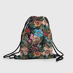 Рюкзак-мешок Паттерн из цветов, черепов и саламандр, цвет: 3D-принт