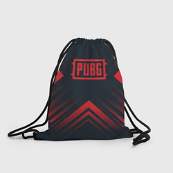 Рюкзак-мешок Красный Символ PUBG на темном фоне со стрелками, цвет: 3D-принт
