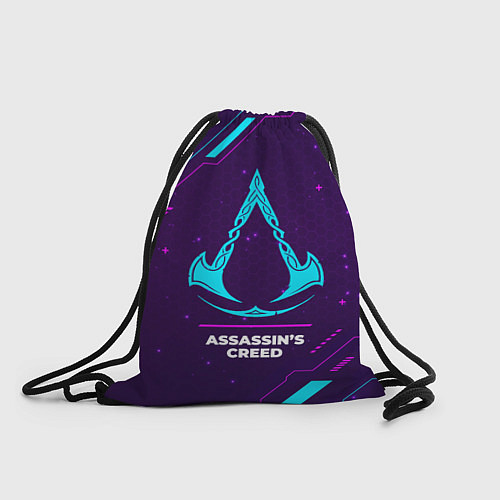 Мешок для обуви Символ Assassins Creed в неоновых цветах на темном / 3D-принт – фото 1