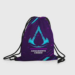 Мешок для обуви Символ Assassins Creed в неоновых цветах на темном