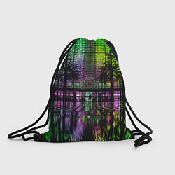 Рюкзак-мешок Неоновое здание ночью - Зелёный, цвет: 3D-принт