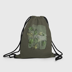 Рюкзак-мешок Нежные акварельные листья, цвет: 3D-принт