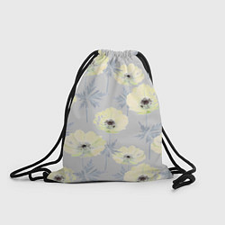 Рюкзак-мешок Желтые анемоны на сером, цвет: 3D-принт