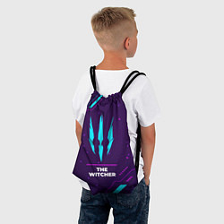 Рюкзак-мешок Символ The Witcher в неоновых цветах на темном фон, цвет: 3D-принт — фото 2