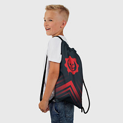 Рюкзак-мешок Красный Символ Gears of War на темном фоне со стре, цвет: 3D-принт — фото 2