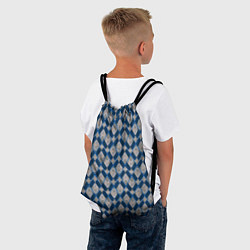 Рюкзак-мешок Синие, бежевые ромбы, цвет: 3D-принт — фото 2