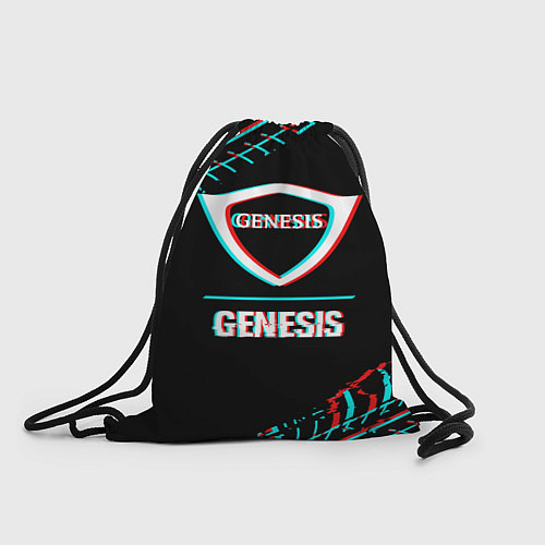 Мешок для обуви Значок Genesis в стиле Glitch на темном фоне / 3D-принт – фото 1