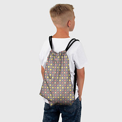 Рюкзак-мешок Желтые, оранжевый квадраты на сером, цвет: 3D-принт — фото 2