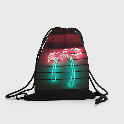 Мешок для обуви Неоновые пальмы на доске - Зелёный / 3D-принт – фото 1