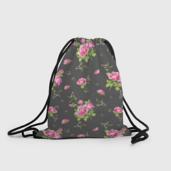 Рюкзак-мешок Розовые розы на сером фоне, цвет: 3D-принт