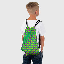 Рюкзак-мешок Фиолетовые кружочки на зеленом фоне, цвет: 3D-принт — фото 2
