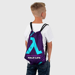 Рюкзак-мешок Символ Half-Life в неоновых цветах на темном фоне, цвет: 3D-принт — фото 2
