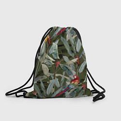 Рюкзак-мешок Попугаи и Цветы Зелёные Джунгли, цвет: 3D-принт