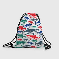 Рюкзак-мешок Стая разноцветных акул - паттерн, цвет: 3D-принт