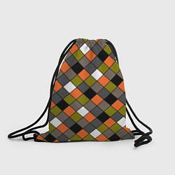 Рюкзак-мешок Геометрический узор в коричнево-оливковых тонах, цвет: 3D-принт