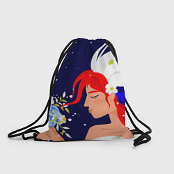 Рюкзак-мешок Русская девушка с триколором на волосах, цвет: 3D-принт