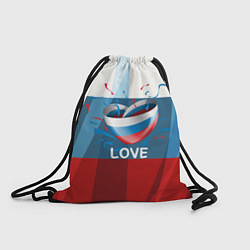 Рюкзак-мешок Флаг России в виде сердца, цвет: 3D-принт