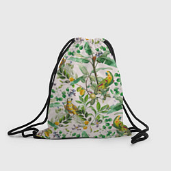 Рюкзак-мешок Желтые Попугаи С Цветами, цвет: 3D-принт