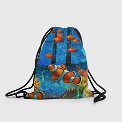Рюкзак-мешок Затонувший корабль в окружении обитателей океана, цвет: 3D-принт