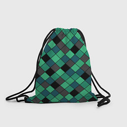 Рюкзак-мешок Зеленый клетчатый узор Изумрудный, цвет: 3D-принт