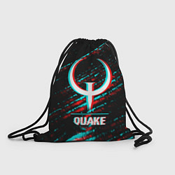Мешок для обуви Quake в стиле glitch и баги графики на темном фоне
