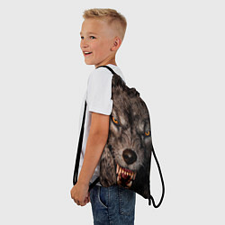 Рюкзак-мешок Морда злого волка, цвет: 3D-принт — фото 2