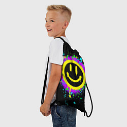Рюкзак-мешок Смайлик - неоновые брызги, цвет: 3D-принт — фото 2