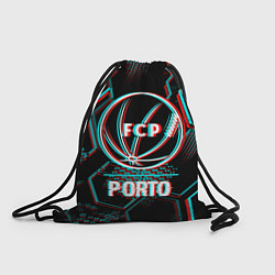 Рюкзак-мешок Porto FC в стиле glitch на темном фоне, цвет: 3D-принт