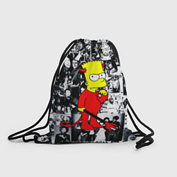 Рюкзак-мешок Барт Симпсон - чёрт на фоне своих подопечных, цвет: 3D-принт
