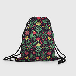 Рюкзак-мешок Цветочный акварельный паттерн, цвет: 3D-принт