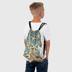 Рюкзак-мешок Натюрморт из сети, морских звёзд и ракушек - лето, цвет: 3D-принт — фото 2