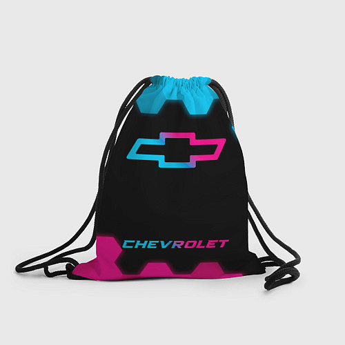 Мешок для обуви Chevrolet - neon gradient: символ, надпись / 3D-принт – фото 1
