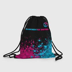 Рюкзак-мешок Manchester United - neon gradient: символ сверху, цвет: 3D-принт