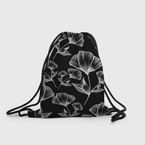 Мешок для обуви Графичные цветы на черном фоне / 3D-принт – фото 1