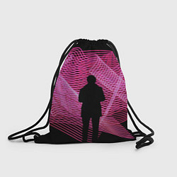 Рюкзак-мешок Неоновые розовые волны и силуэт человека, цвет: 3D-принт