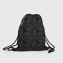 Мешок для обуви Белые контуры тропических листьев на черном