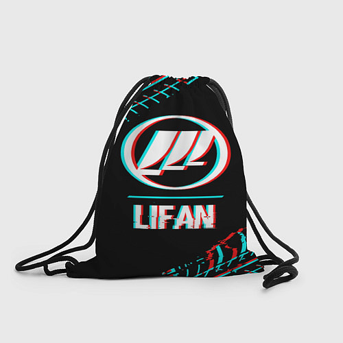Мешок для обуви Значок Lifan в стиле glitch на темном фоне / 3D-принт – фото 1