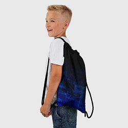 Рюкзак-мешок Однотонный черный и темно синий гранжевый градиент, цвет: 3D-принт — фото 2