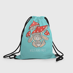 Рюкзак-мешок Зайчик и грибочки, цвет: 3D-принт