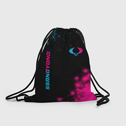 Рюкзак-мешок SsangYong - neon gradient: надпись, символ, цвет: 3D-принт