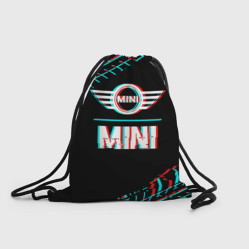 Мешок для обуви Значок Mini в стиле glitch на темном фоне / 3D-принт – фото 1