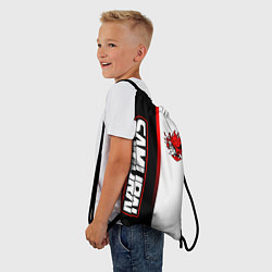 Рюкзак-мешок Киберпанк 2077 - Черно-белый с красной линией, цвет: 3D-принт — фото 2