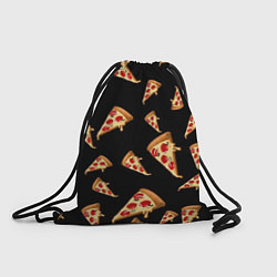 Рюкзак-мешок Куски пиццы на черном фоне, цвет: 3D-принт