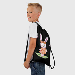 Рюкзак-мешок Крольчонок С Бантиком На Чёрном Фоне, цвет: 3D-принт — фото 2