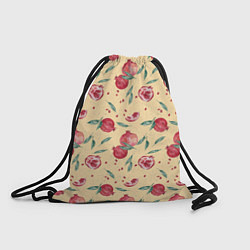 Рюкзак-мешок Узор с акварельными гранатами, цвет: 3D-принт