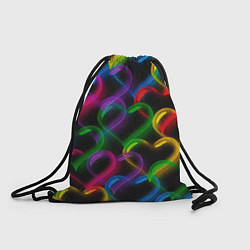 Рюкзак-мешок Граффити - неоновые сердца, цвет: 3D-принт