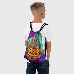 Рюкзак-мешок Хэллоуин - мишка на тыкве, цвет: 3D-принт — фото 2