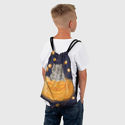 Рюкзак-мешок Котик в тыкве, хеллоуин, цвет: 3D-принт — фото 2