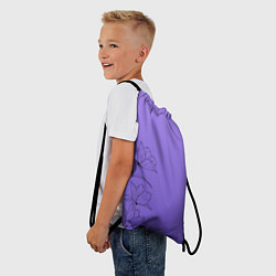 Рюкзак-мешок Красивый фиолетовый градиент с цветами, цвет: 3D-принт — фото 2